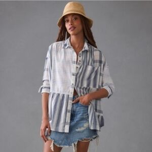 Pilcro By Anthropologie Button Down Flounce Shirt